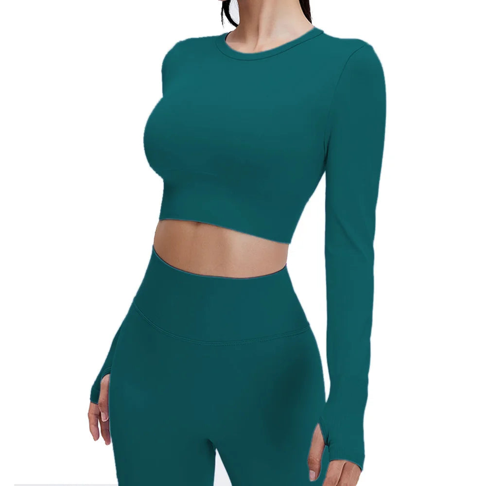 Seamless Sports Suit Yoga Set for Women Fitness Wear Long Sleeve Yoga Clothing Gym Workout Sportswear Two Piece Tracksuit Women.