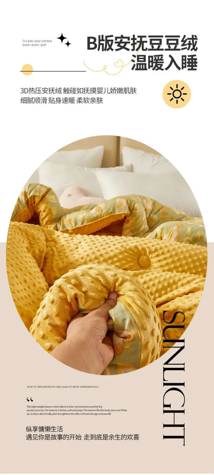 New A-class Retro Double Yarn Bean Velvet Winter Blanket Core, Fast Heating Warm Blanket, Four Seasons Spring and Autumn Quilt.