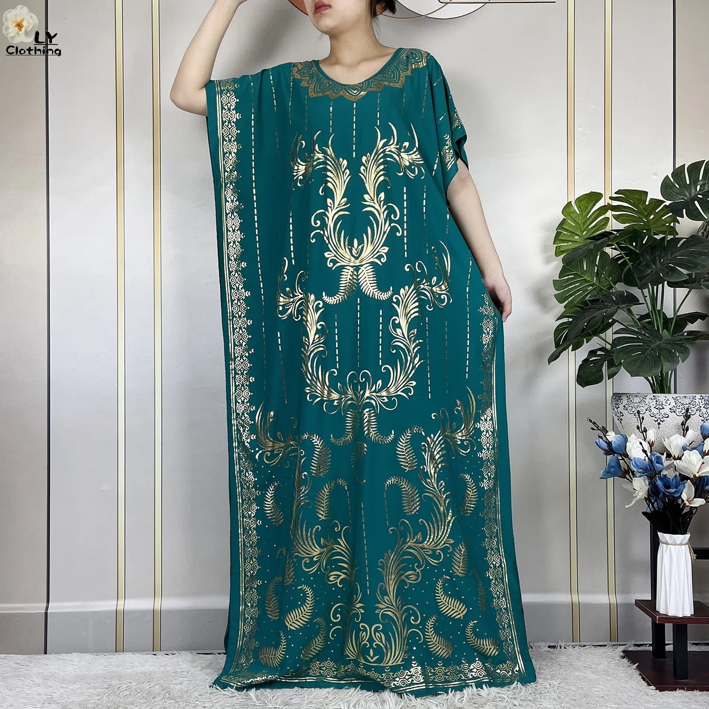 Neue Sommer Abaya für Frauen lässig Kurzarm weiches Baumwoll kleid Dubai Kaftan lose Dame Maxi Islam afrikanisches Kleid mit großem Schal.