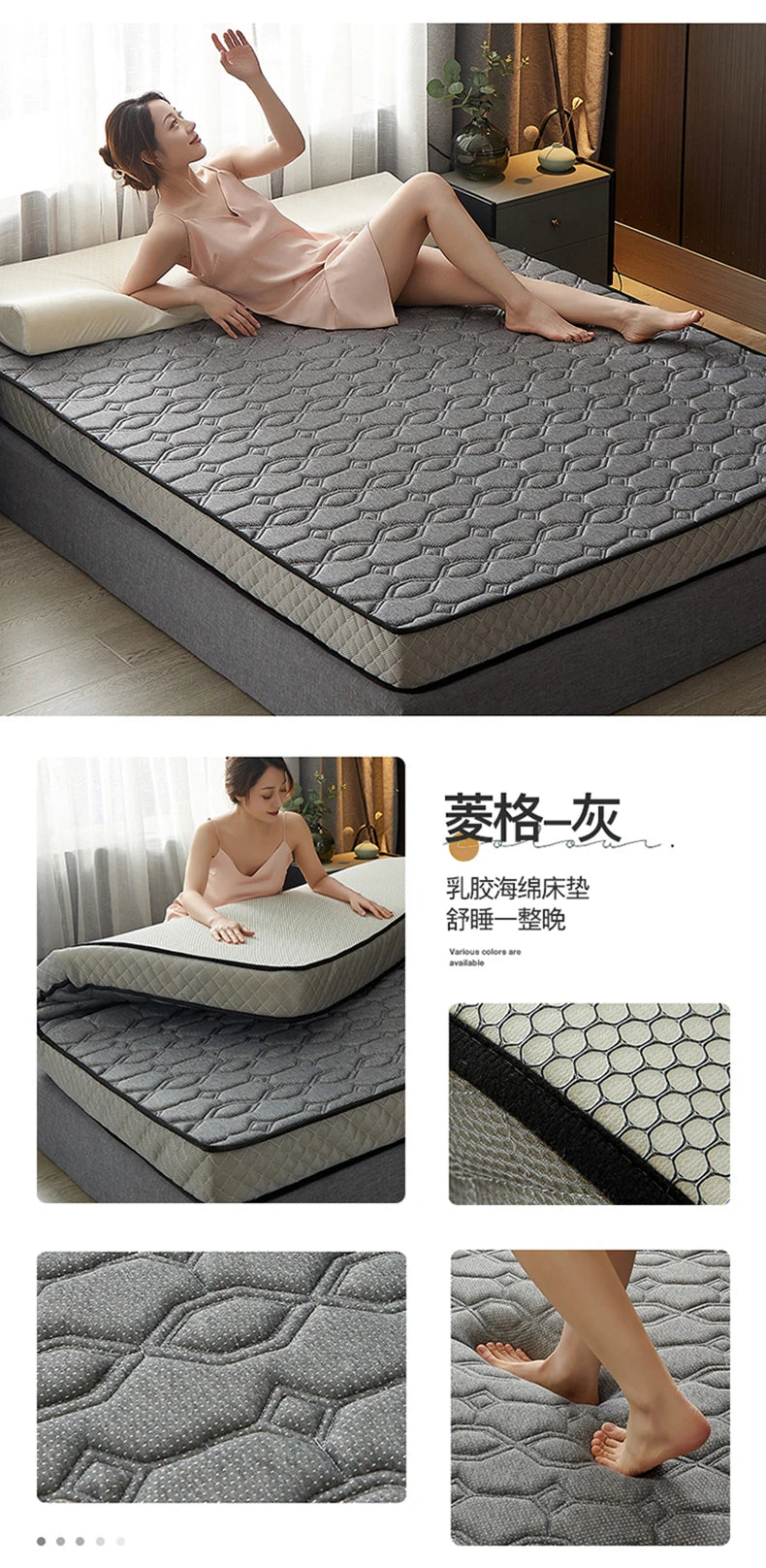 Latexmatratzen für zu Hause, Tatami-Matten, gepolstert zur Miete, dünne Polster für Einzel- und Doppel-Studentenwohnheime, verdickt