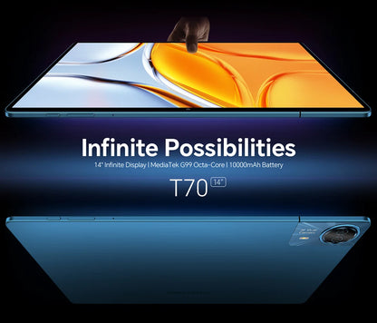 Teclast T70 14" Tablet Android 15 MTK G99 CPU Max 20GB (8GB+12GB Expansion) RAM 256GB ROM 4G LTE 10000mAh 18W Fast Charging GPS.