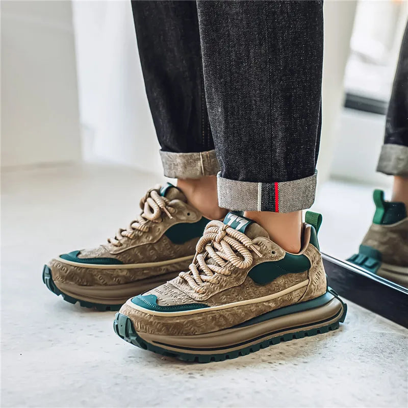 Thick Sole Men Chunky Sneakers Outdoor Wear-resistant Male Trends 2025 New Mens Casual Shoes Fashion Comfort Anti Slip Vulcanize.