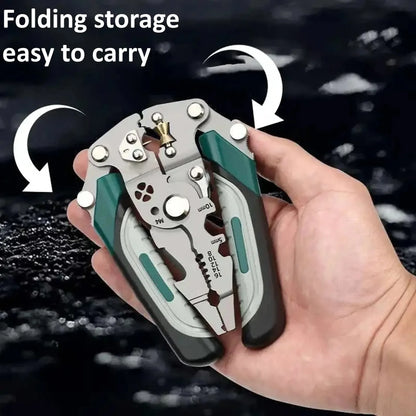 1/2 faltbare 18-in-1-Abisolierzange, Crimpzange, multifunktionale Elektrikerzange, professionelle Elektriker-Werkzeuge |   Kompaktes, faltbares Design für sichere Verbindungen und Heimwerkerprojekte