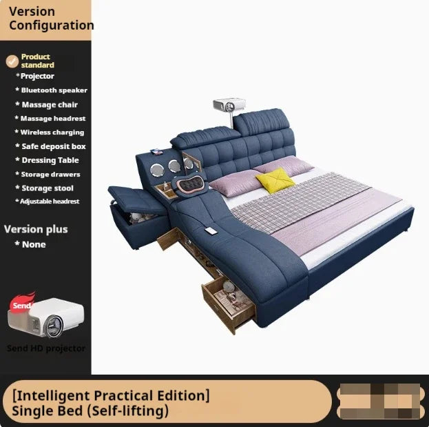 Nordic Smart Modulares Doppelbett Master Storage Luxus Designer Doppelbett Multifunktionale Leder Camas Ehe Möbel