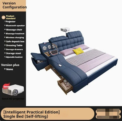 Nordic Smart Modulares Doppelbett Master Storage Luxus Designer Doppelbett Multifunktionale Leder Camas Ehe Möbel