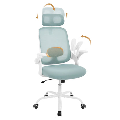 WOLTU Ergonomischer Netz-Bürostuhl, anhebbarer Gaming-Stuhl mit Kopfstütze, verstellbare Lordosenstütze, drehbarer Computerstuhl mit hoher Rückenlehne