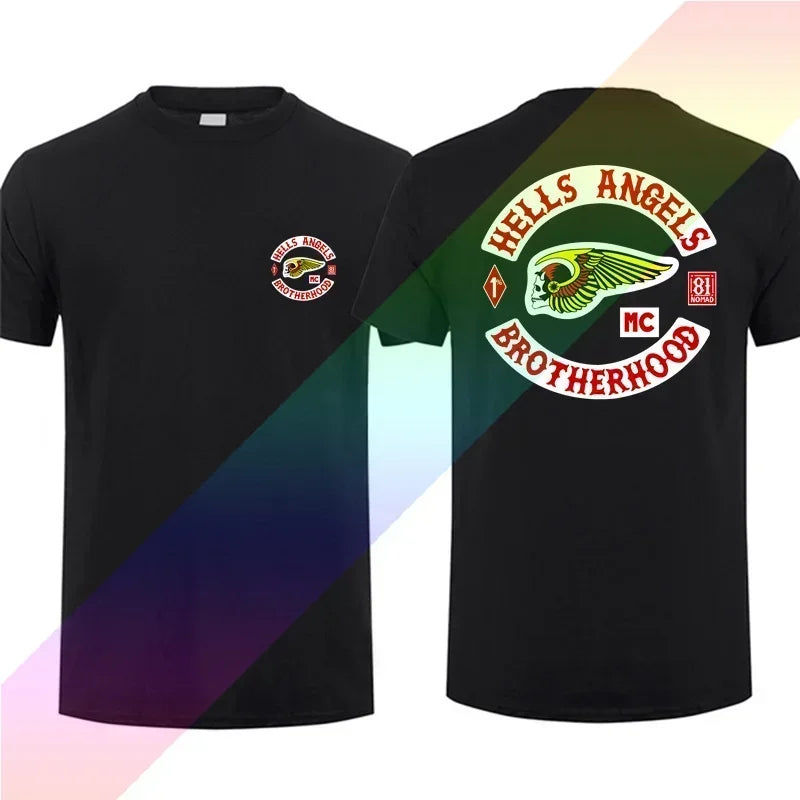 2024 Men T Shirt Casual Hells Motorcycle Club World Angels T-shirt Graphic Summer Short Sleeves 100% Cotton S-3XL Cool Tee.