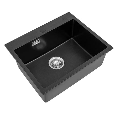 Küchenspüle, Quarzstein-Waschbecken, Abflussrohr, Abflusskorb, 55 x 45 cm, drehbarer Abfluss, Waschbecken für Badezimmer