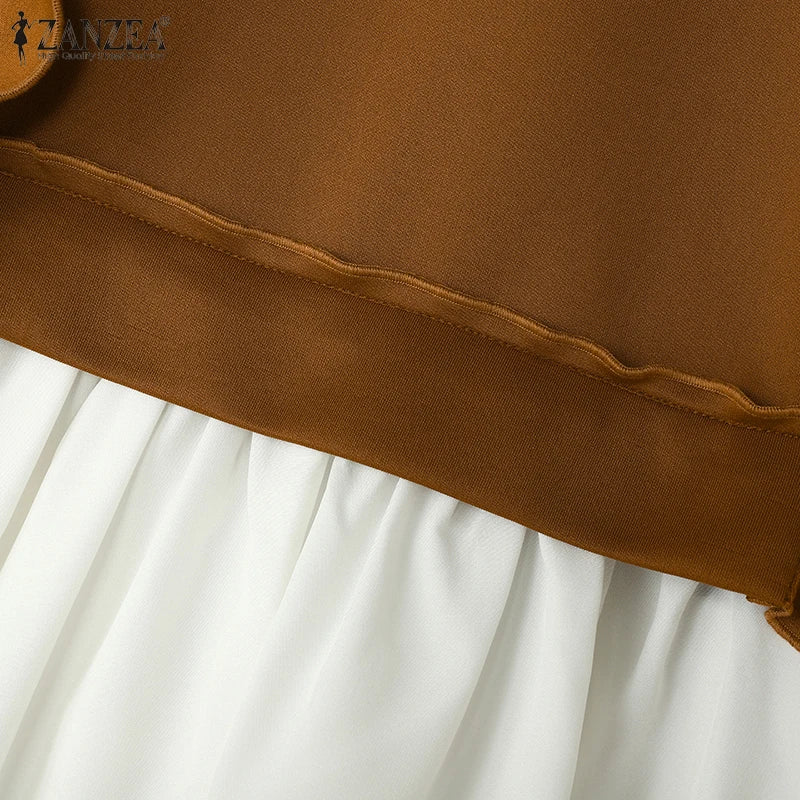 ZANZEA Plus Size Sweatshirts Elegante Pullover Herbst Langarm Damen Gut sitzende O-Ausschnitt Hoodies 2-teilige Strickpullover 5XL.