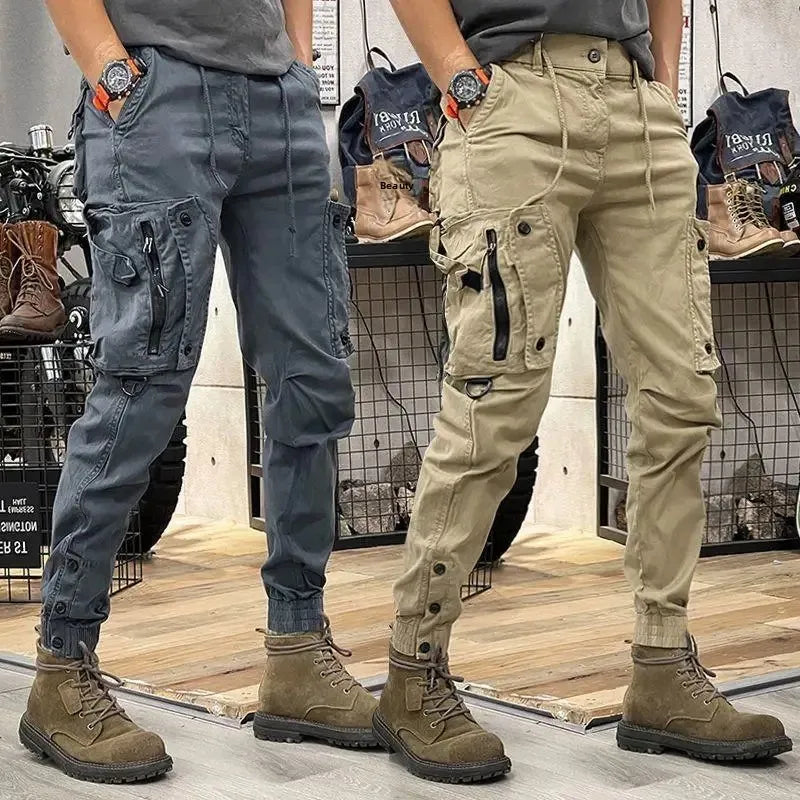 American Style Men's Workwear Pants Straight Leg Outdoor Tactical Casual Trousers Spring Autumn Cross-Border Loose Fit Long Pant.