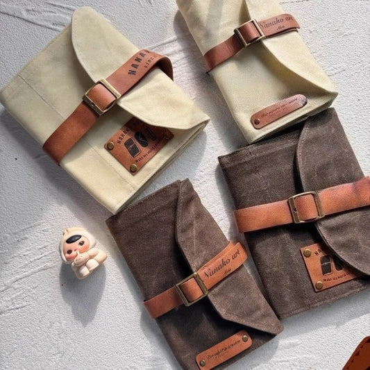 Öl Wachs Leder Bleistift Tasche Wasserdichte Leinwand Vorhaut Karabiner Künstler Student Reise Tragbare Lagerung Tasche Kunst Liefert.