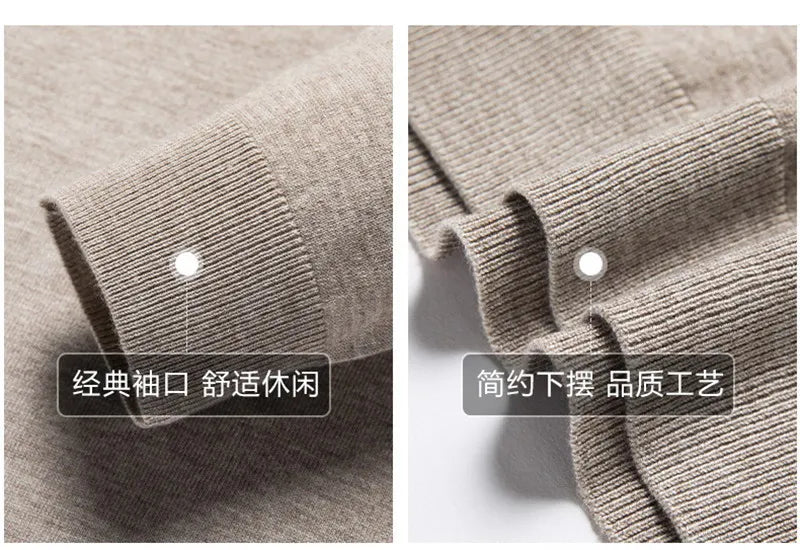 Luxury Men Cashmere Sweater 100% Merino Wool Buttoned Pullover Autumn Winter Polo Collar Knitwear Male Casual Warm Jumper Tops.