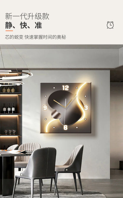 Stein zu laufen Wanduhr Wohnzimmer moderne Licht Luxus Dekoration Uhr hängen Wand leuchte High-End-Sinn Restaurant Uhr