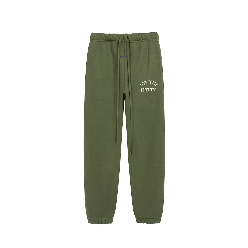 Fashion Streetwear Double Line Letter Print Sweatpant Top Quality Thick Fleece Drawstring Casual Pant Men Women Loose Sweatpants.