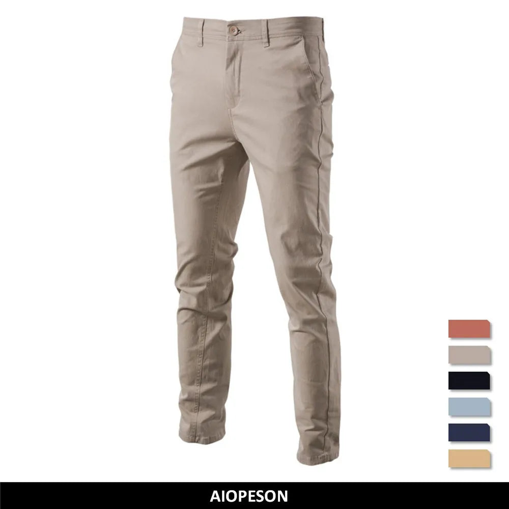 AIOPESON Casual Cotton Men Trousers Solid Color Slim Fit Men's Pants New Spring Autumn High Quality Classic Business Pants Men.