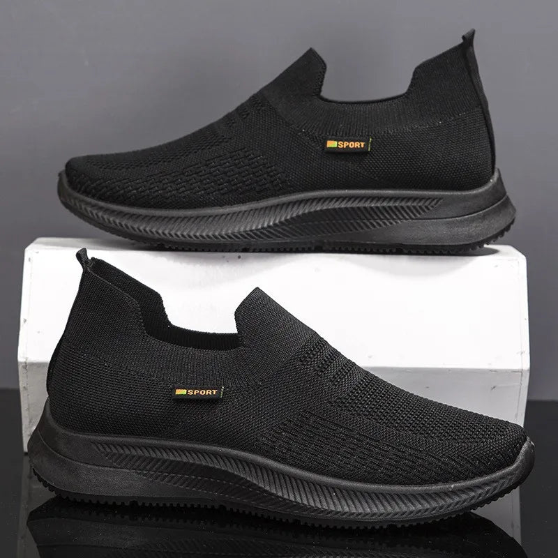 Men Walking Shoes Knit Mesh Breathable Sneakers Lightweight Sneakers Slip-on Mens Casual Shoes Fashion Comfort.