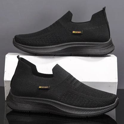 Men Walking Shoes Knit Mesh Breathable Sneakers Lightweight Sneakers Slip-on Mens Casual Shoes Fashion Comfort.