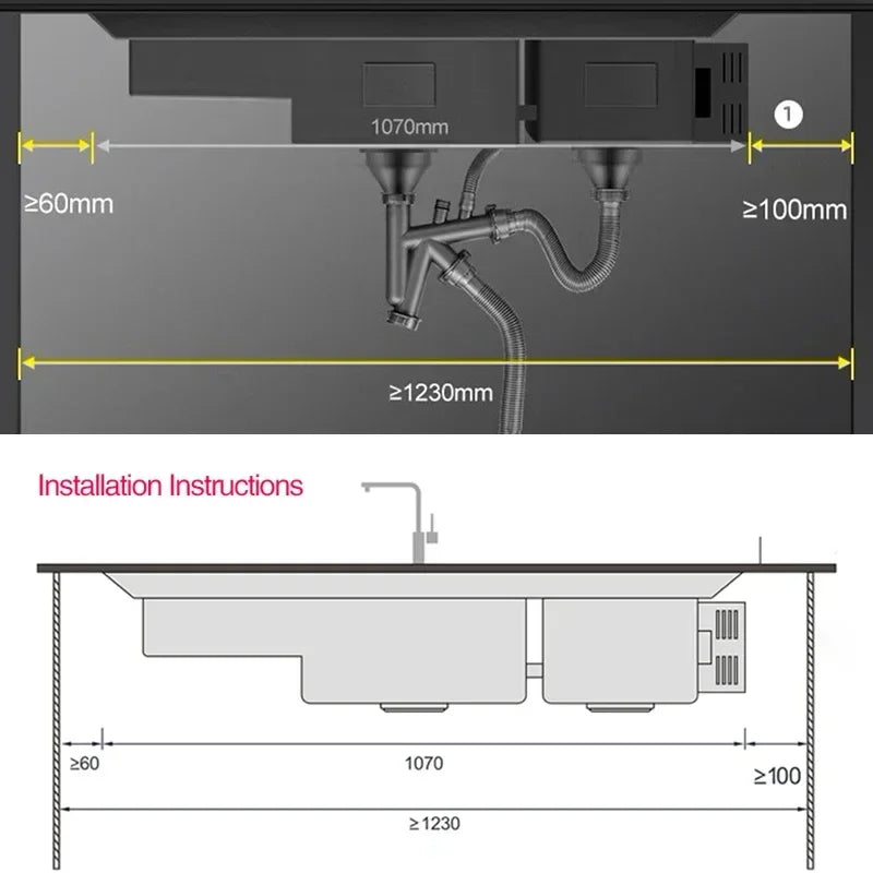 ASRAS 11550 NJH Large Size Smart Purifying Kitchen Sink Handmade Step Sink Ultrasonic Smart Purifying Kitchen Island Sinks
