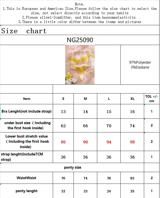 Ladies' youthful and beautiful yellow daisy summer semi transparent embroidered underwear, cute and sweet style, adjustable shou.