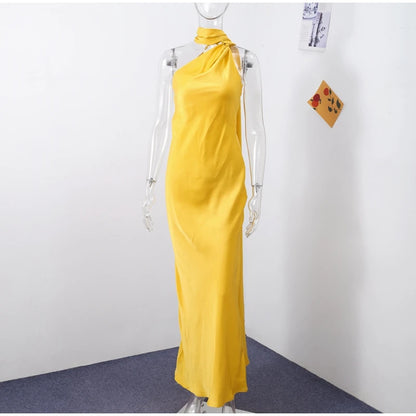 Elegante Feste Band Frauen Halfter Kleid Off Schulter Ärmellose Backless Dünne Weibliche Maxi Kleider 2025, Sommer Neue Chic Dame Robe