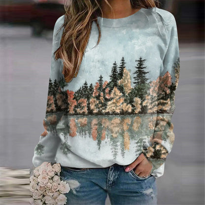 Forest Trees 3D Print Sweatshirts Women's Casual Raglan Long Sleeves Hoodies Woman Pullovers Harajuku Y2k Tops Female Clothing.