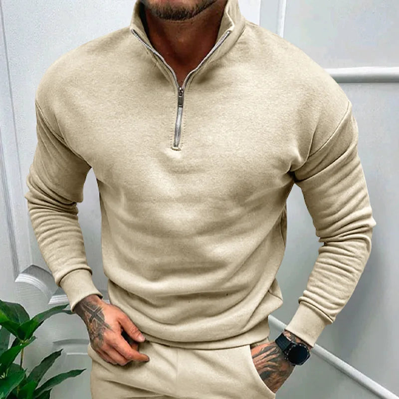 Autumn Thick Warm Knitted Sweaters Comfy Clothing Half Zip Fleece Winter Coat Solid Long Sleeve Turtleneck Shirts Pullover Men.