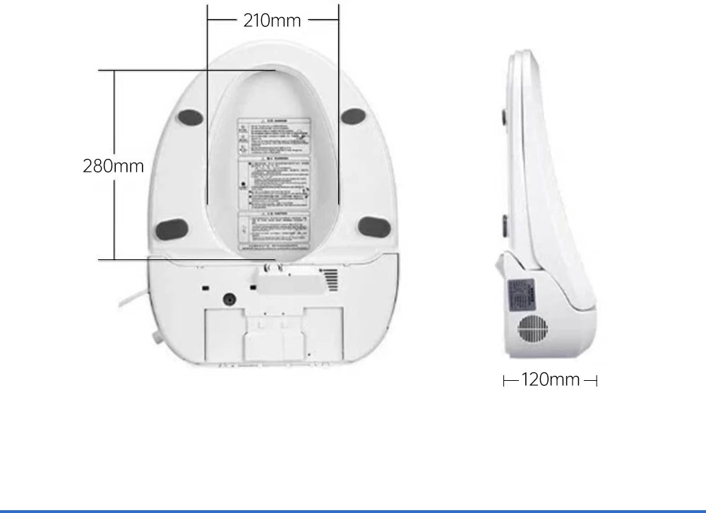 Intelligenter Bidet-Toilettensitz für Badezimmer, beheizter Sitz, langsames Schließen, warmer Trockner, hinten vorne, waschbar, warmes Wasser, Fernbedienung, Nachtlicht