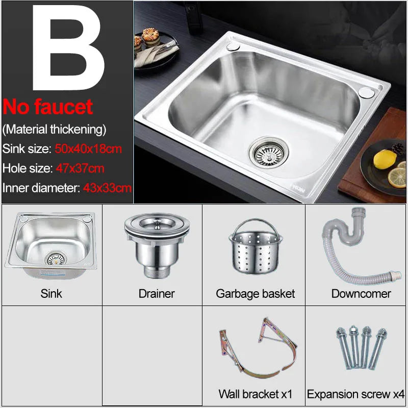 Verdickter Einzelschlitz aus Edelstahl 304 mit Halterung zum Aufhängen an der Wand, Waschbecken, Balkonbecken, Küchenwaschbecken, Waschbecken