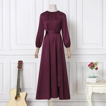 Muslim Maxi Dresses for Women Arabian Simple Loose Solid Elegant Dubai Turkey Islamic Temperament Muslim Plain Abayas for Women.