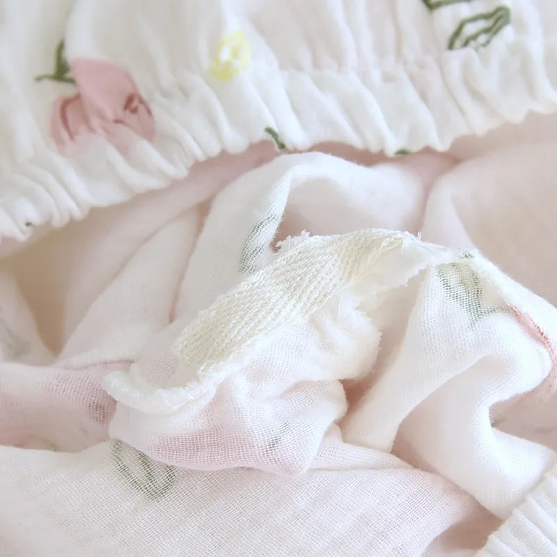 2025 Damen-Pyjama-Set für Frühling/Sommer, bedruckt, 100 % reine Baumwolle, dünn, langärmelig, zweiteiliges Set, frische und süße Strickjacke, Home Fury.