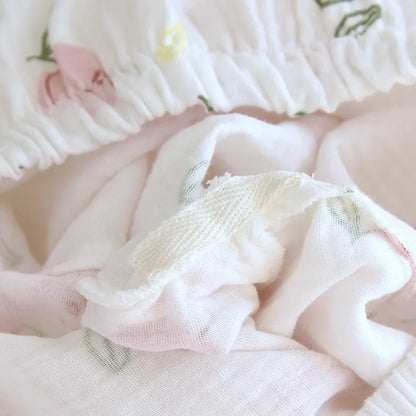 2025 Damen-Pyjama-Set für Frühling/Sommer, bedruckt, 100 % reine Baumwolle, dünn, langärmelig, zweiteiliges Set, frische und süße Strickjacke, Home Fury.