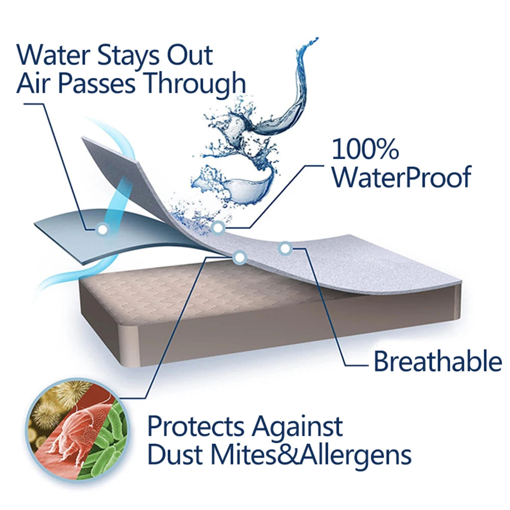 Waterproof Thicken Mattress Pad Protector Adjustable Fitted Sheets Bed Covers Anti-bacterial Pad for Bed 150x200 160x200 180x200.