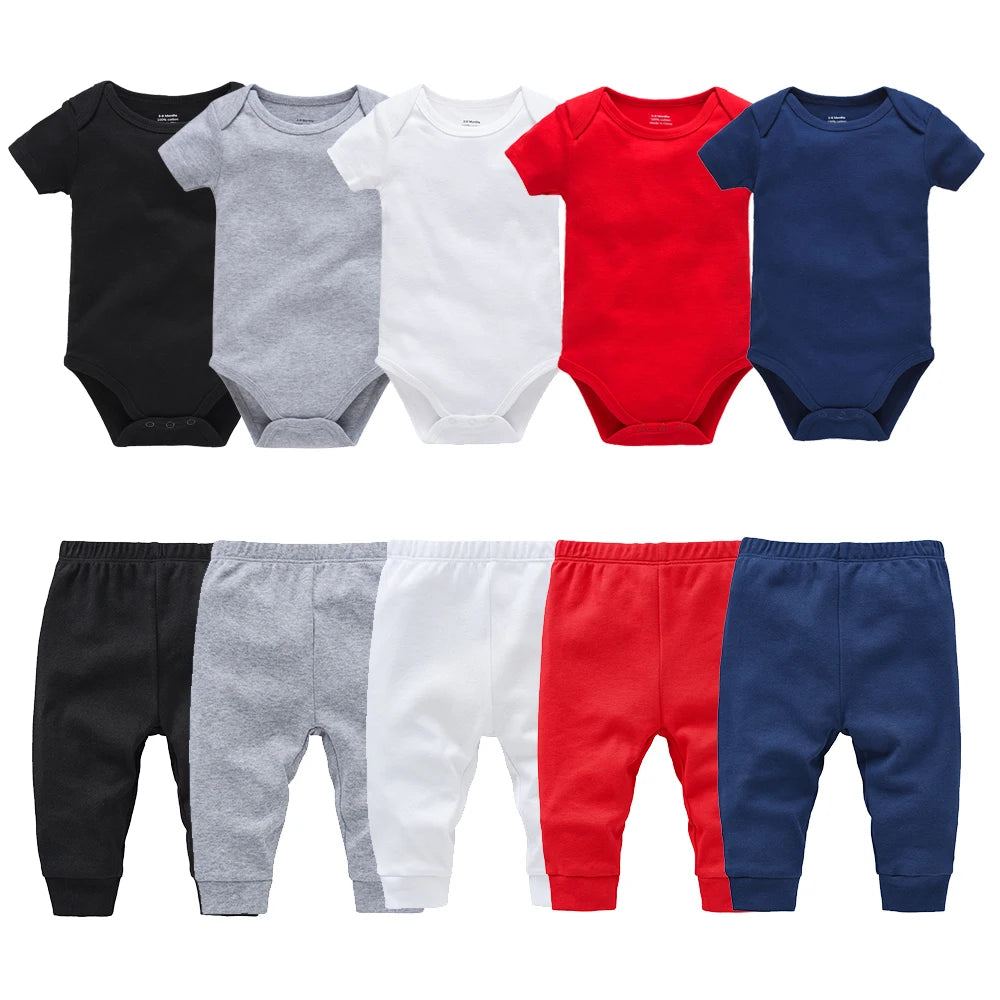 2 Teile/los Musselin Blank Baby Strampler Hosen Set Einfarbig Sommer Kurzarm Body Kinder Kleidung Set Jungen Kleidung.