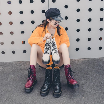 Autumn Winter Fashion Round Toe Lace-up Shoes Womens Boots Zip Ankle Boots For Women High Heels Basics Casual