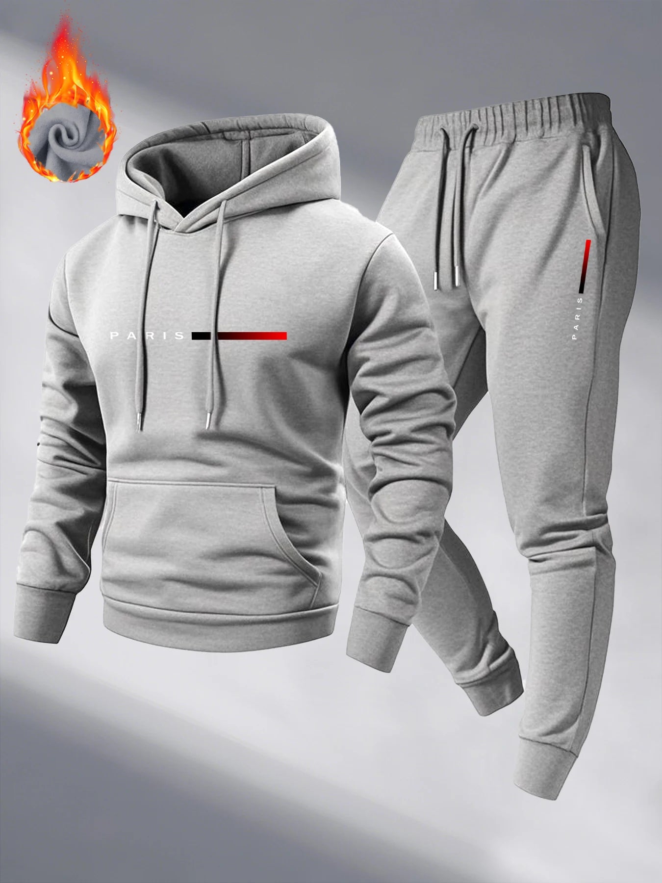 Paris Print Fashion Men's Hooded Tracksuit 2pcs Set High Quality Male Daily Casual Sports Jogging Home Outdoor Hoodie Outftis.