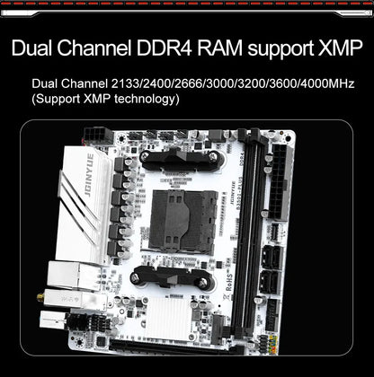 JGINYUE AMD AM4 ITX Motherboard supports Ryzen R3 R5 R7 R9 1/2/3/4/5 series CPU DDR4 RAM Desktop PC PCI-E 3.0 B350i PLUS ARGB.