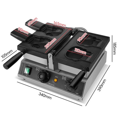 High Cost-Performance Electric Heating Waffle Making Machine Kitty Shaped Non-Stick Snack Cake Machine Open Mouth Waffle Maker.