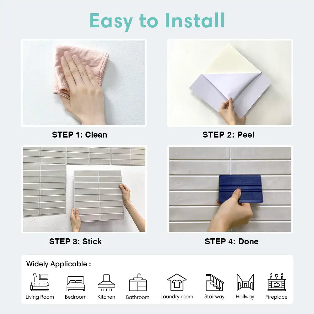 10pcs 3D Tile Sticker Self-adhesive Tile Backsplash Bathroom Wall Tile Stickers, Water and Mold Resistant, 30x30cm