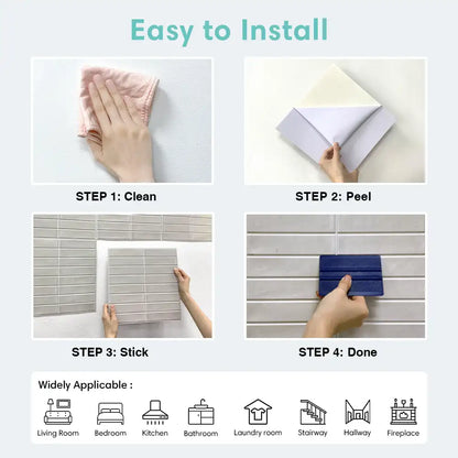 10pcs 3D Tile Sticker Self-adhesive Tile Backsplash Bathroom Wall Tile Stickers, Water and Mold Resistant, 30x30cm