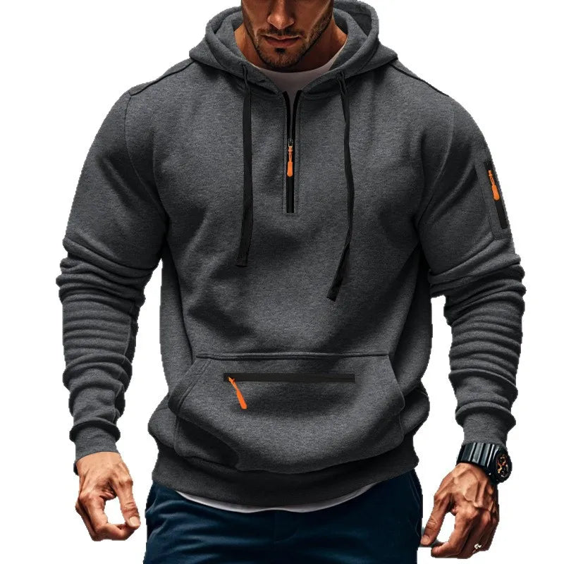 Men's Loose Fit Heavyweight American-Style Casual Sportswear Jacket fleece Lined Hooded Sweatshirt for Winter