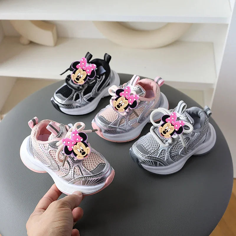 Disney Mickey Mouse Girl Sports Shoes Spring Autumn Soft Sole Sneakers Children Casual Shoes Boy cute Breathable Running Shoes.