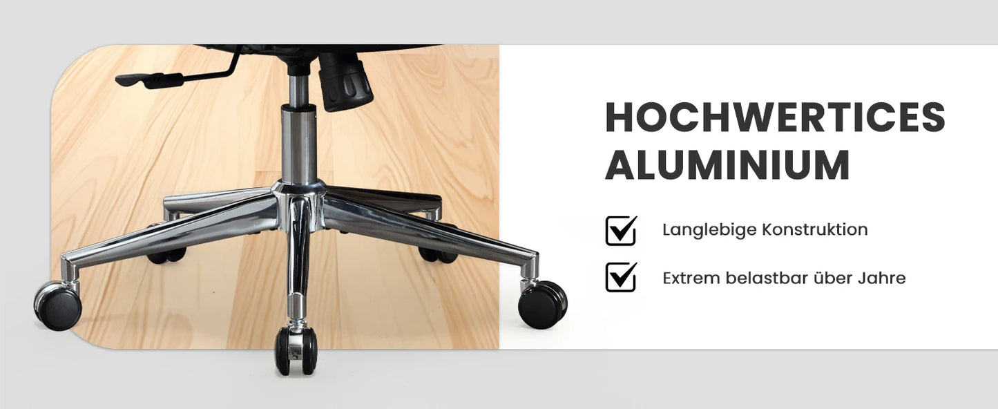 Bürostuhl 200 kg Ergonomischer Schreibtischstuhl mit 4D-Armlehnen, Bürostuhl mit Lendenwirbelstütze und 3D-verstellbarem, Wippfunkti