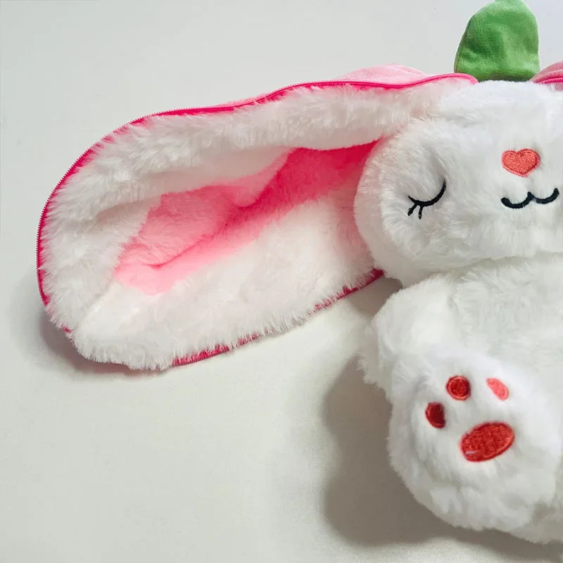 30cm Sleeping Light Doll Kid Birthday Gift Baby Music Strawberry Carrot Rabbit Plush Toys Stuffed Creative Into Bunny Transform.