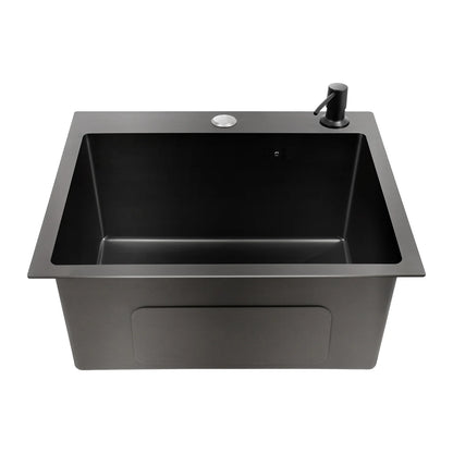 45 x 40 x 20 cm schwarzes Küchenspülbecken aus Edelstahl mit Seifenspender für Küchen, Badezimmer, Wäschezimmer