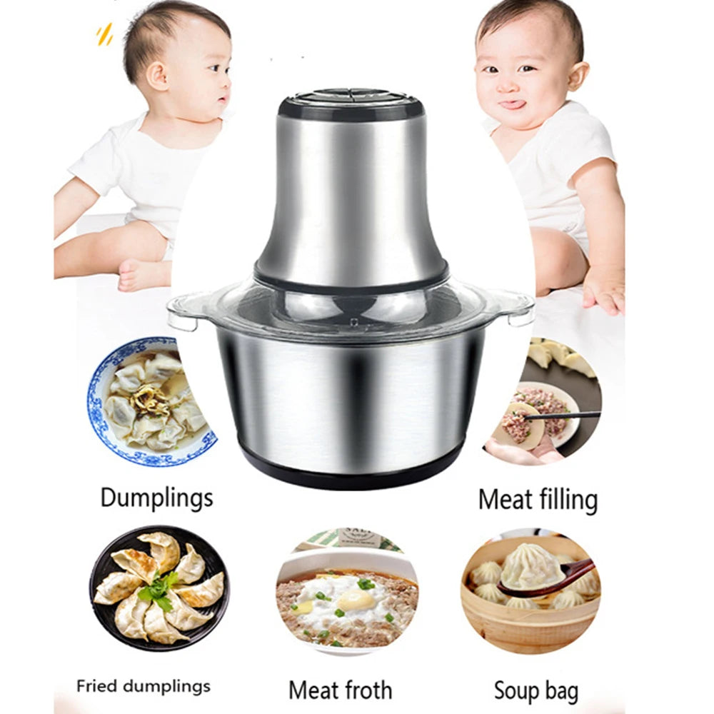 800W 3L Electric Meat Grinder Multifunction Food Processor Stainless Steel Kitchen Grinder Vegetable Chopper Slicer Machine Home.