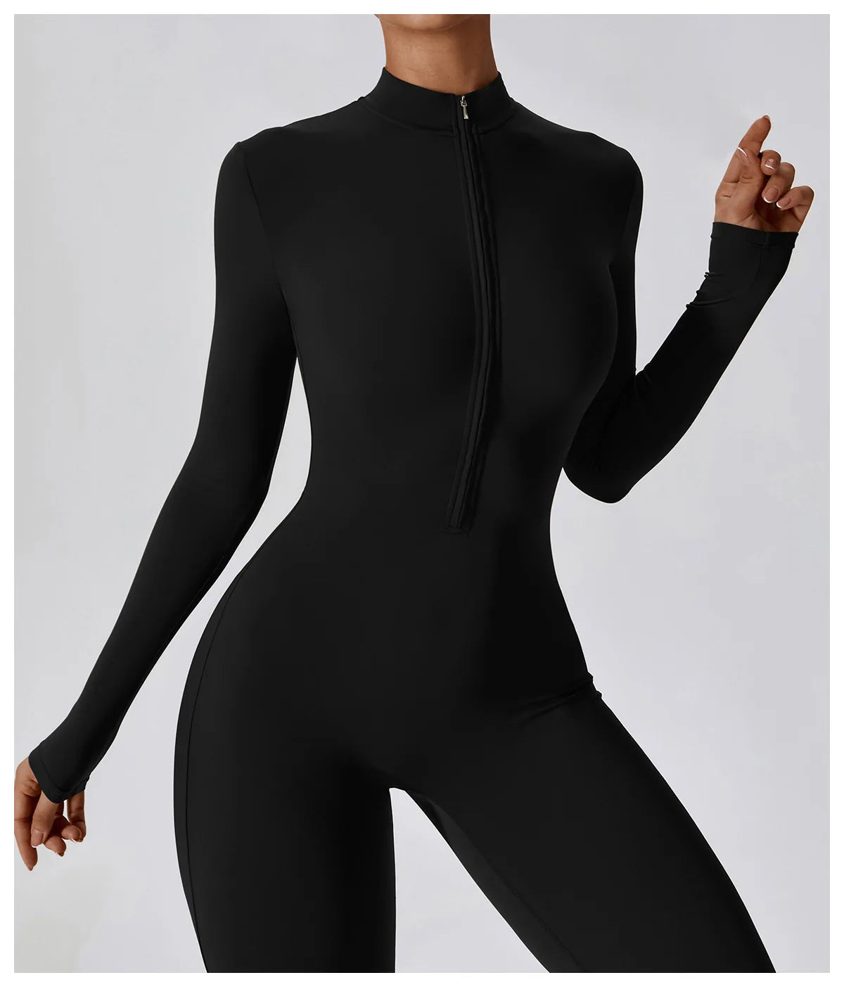 Zipper Long Sleeve Jumpsuit Gym Sportswear Women Yoga Boilersuit Women Sports Jumpsuit Fitness Rompers Stretch Workout Bodysuits