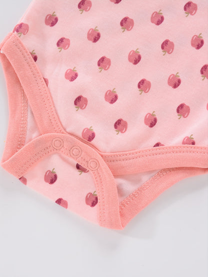 4PCS Neugeborenen Strampler Kurzarm Rundhals Cartoon Tier Blumen Drucken Body Onesies Für Baby Jungen Und Mädchen Kleidung
