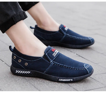Denim Men's Canvas Shoes Slip on Sneakers Male for Summer 2025 New Outdoor Driving Moccasin Trendy Vintage Loafers Shoes for Men