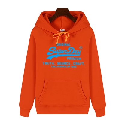 SUPERDRY Brand Men's Autumn and Winter Fashion Casual Hooded Sweatshirt Street Hip-hop Retro Sweatshirt Sports Men's Hoodie.