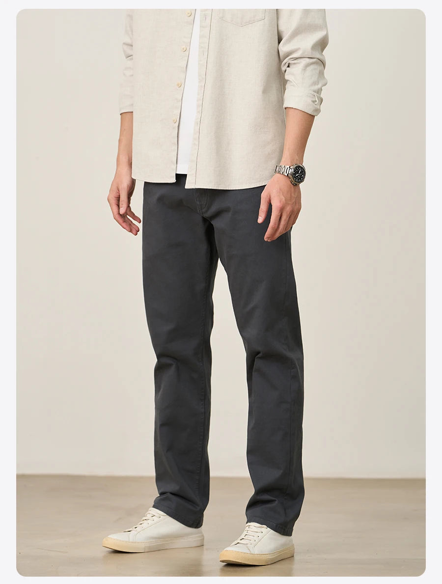 SIMWOOD 2025 Autumn Winter New Regular Straight Pants Men 320gsm Fabric Smart Casual Chinos Trousers.
